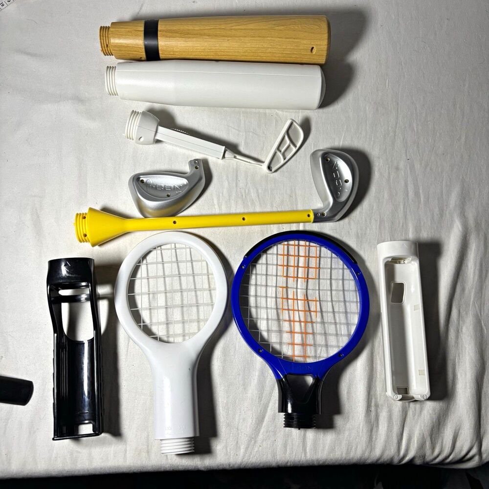Wii Sports Accessories Lot Baseball Bat Tennis Rackets Golf Clubs ICON Parts